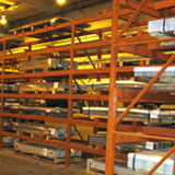 Image of Warehouse inventory of metal doorskins at Samuel Stamping